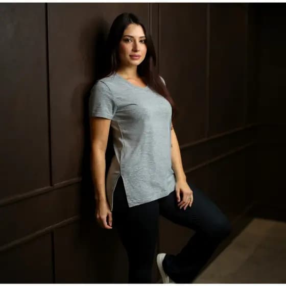 Blusa Mullet Gola Redonda Feminino Camiseta Longa Acedemia Tapa Bumbum Fitness Veste Legging