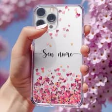 Capinha Corações Capa Com Seu Nome Personalizada Todos os Modelos de Celular