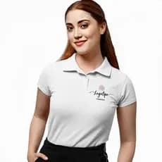 Camisa Polo Personalizada Feminina Logo Estampado no Peito Empresa Uniforme