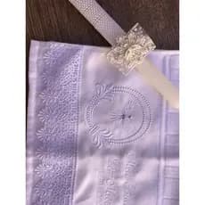 Kit Vela de Batizado com Pérolas e Espírito Santo + Toalha