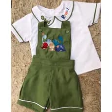 conjunto bordado infantil/conjunto temático/macacão/jardineira