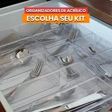Kit de Organizadores de Acrílico Multiuso para Gavetas, Geladeira, Talher, Maquiagem Empilhavél Varios Tamanhos