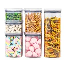Kit 7 Potes Herméticos Acrílico Organizadores Transparente Empilháveis para Mantimentos Cozinha