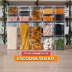 Monte seu Kit Pote Hermético para Mantimentos de Cozinha Dispensa Armário Acrílico Cristal Livre BPA