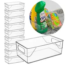 Kit 10 Organizadores Multiuso Para Geladeira, Cozinha E Despensa Em Acrílico Transparente
