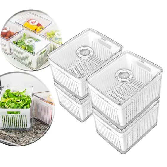 Kit 2, 3 e 4 Organizadores de Geladeira Com Cesto Alimentos Cozinha Armário Frutas Verdura Salada