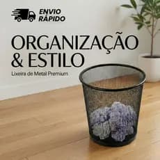 Lixeira Metal Aramado Borda Grosas Cesto de lixo 10L Preta Redonda Para Escritorio Casa Quarto
