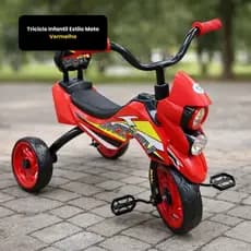Triciclo Infantil Moto Estilo Vermelho Diversao Seguro Resistente Confortavel Crianças