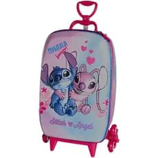 Mala Infantil Stitch e Angel 3D com Rodinhas - Multicolorida - 1 Mala Infantil Stitch e Angel 3D com Rodinhas - Multicol