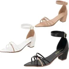 Sandalia Bico fino Folha Regulagem Strass