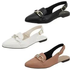 Sapatilha Feminina Bico Fino Confortavel Slingback 009