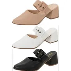 Scarpin Mule Salto Alto Grosso Luxo Bico Fino Fivela New