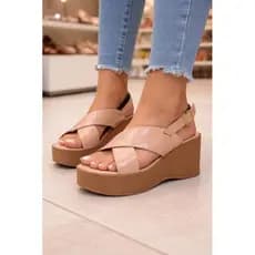 Sandalia Anabela Plataforma Salto Alto Vintage
