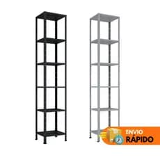 Estante Prateleira Aço Ferro Multiuso 6 Prateleiras 204cm X 40cm - Organização Casa - Preto - Cinza