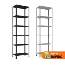 Estante Prateleira Aço Ferro Multiuso 6 Prateleiras 204cm X 60cm - Organização Casa - Preto - Cinza - Branco