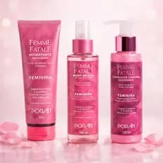 Kit Femme Fatale Porán Corporal Body Splash Hidratante Iluminador - Perfume Fragrância Feminina Fatal