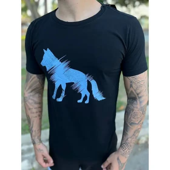 Camiseta Masculina Premium 100% Algodão Lobo (Envio Imediato)