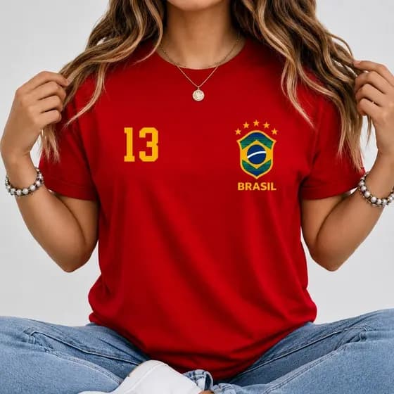 Camiseta BRASIL unisex Vermelha Lançamento Brasileira Feminina Masculino Premium copa do mundo