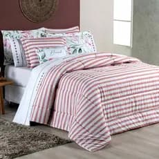 Kit Edredom King Size Algodão Percal 180 Fios Estampado Almofada Decorativa 07 Peças Blessed