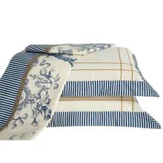 Jogo de Lençol Casal Padrão Algodão Estampado Tecido Percal 180 Fios 04 Peças Porcelana
