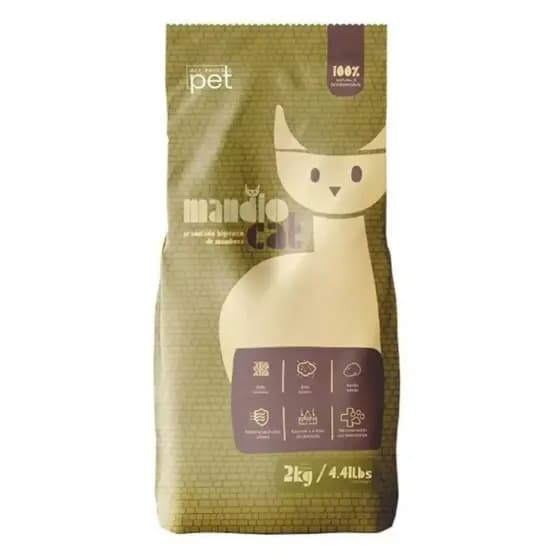 Areia Higiênica Mandiocat 2kg  Natural de Mandioca Elimina Odores Forma Torrões Eco-Friendly