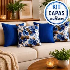 Kit Capas de Almofada 45x45 Decorativas Floral Luxo Sala Sofá Quarto com Zíper