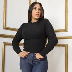 Blusa femininia manga longa de tricoô casual elegante de trico