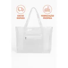 Bolsa Transparente reforçada PVC cristal EXTRA GRANDE JUMBO bolso frontal com zíper. Maternidade praia uso institucional