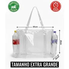Bolsa Transparente reforçada PVC cristal EXTRA GRANDE, JUMBO com bolsos laterais