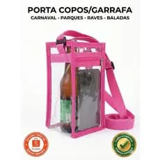 Bolsa Porta Copos e Garrafa Bolso com zíper Celular - Carnaval Raves Festas
