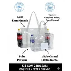 Kit 2 Sacolas Bolsas Transparente Multiuso com 2 tamanhos EXTRA GRANDE e PEQUENA