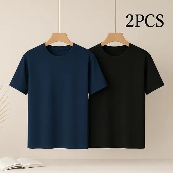 Kit 2 Camisas básica Estilo Conforto Casual Algodão 100%