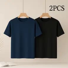Kit 2 Camisas básica Estilo Conforto Casual Algodão 100%