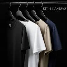 Kit 4 Camisetas Masculinas Para Trabalho e Dia a Dia