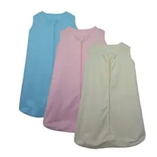 Kit 3 Saco de Dormir Bebê Amarelo, Azul e Rosa Enxoval Pijama 100% Algodão