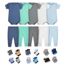 Body Bebê Calça Mijão e Meias Kit 22 Peças Manga Curta Masculino Roupinha de Bebê
