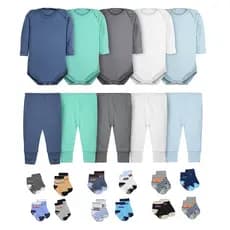 Body Bebê Calça Mijão e Meias Kit 22 Peças Manga Longa Masculino Roupinha de Bebê