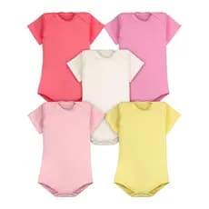 Body Bebê Kit 5 Peças Manga Curta Feminino Roupinha de Bebê
