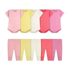 Body Bebê e Calça Mijão Kit 10 Peças Manga Curta Feminino Roupinha de Bebê