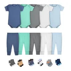 Body Bebê Calça Mijão e Meias Kit 16 Peças Manga Curta Masculino Roupinha de Bebê