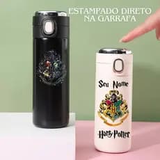 Garrafa Térmica De Aguá Harry Potter Com Medidor de Temperatura Personalizada Com Nome 420ml Presente