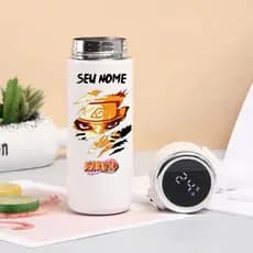 Garrafa Térmica Naruto Akatsuki Com Medidor De Temperatura Personalizada Com Nome 420ml