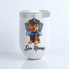Copo Térmico Cuia Infantil Patrulha Canina Personalizado Com Nome– Anti vazamento Aço Inox 350ml com Tampa