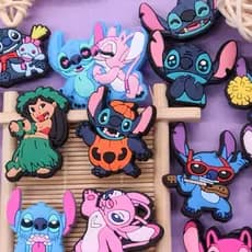 Kit 10 Aplique Emborrachado Stitch e Angel Artesanato Laço Tiara
