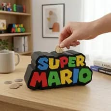 Super Mario Cofre Porta Moedas Decorativo Geek Caixa Dinheiro Colorida Gamer