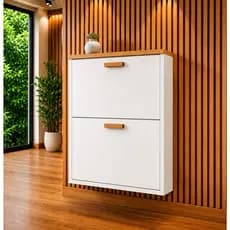 Sapateira Suspensa De Parede Vertical 2 Portas Basculante Moderna Estilo Minimalista Organizar