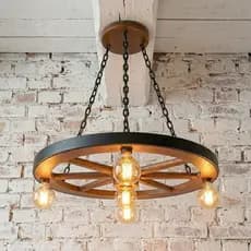 Luminária Pendente Lustre Roda de Carroça Rustica Decoração Casas Sitio Fazenda Restaurantes Bivolt 110v/220v