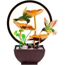 Fonte de água decorativa cascata queda d'agua com led ring light pequena relaxante feng shui
