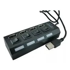 EXTENSOR HUB USB ADAPTADOR 4 PORTAS GAMER 2.0 COM CHAVE