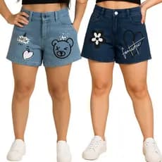 Kit 2 Short Jeans Cargo Bolso Lateral Feminino Bermudinha Infantil Juvenil do 8 aos 16.